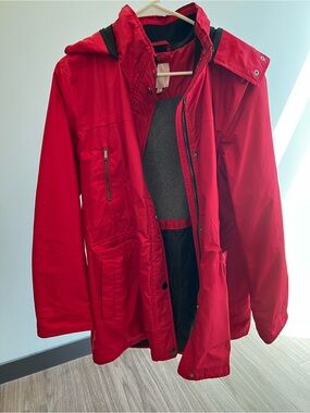 croft & barrow Red Hooded Jacket with Gray Lining